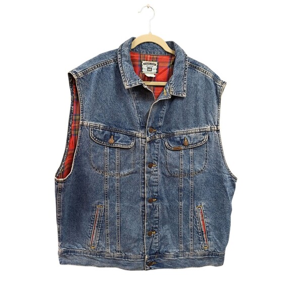 Vintage Lee Denim Vest W/ Flannel Lining Size XL - Picture 1 of 4